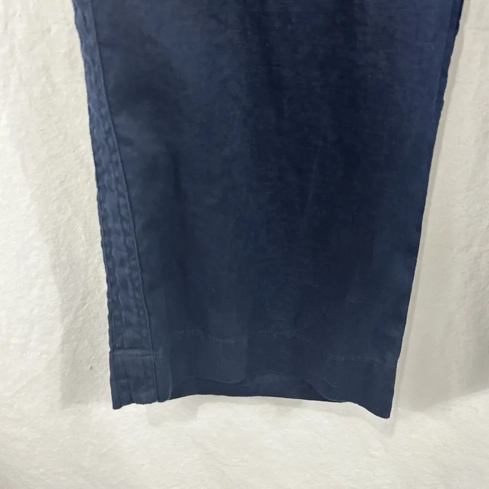 Quince European 100% Linen Deep Navy Wide Leg Pants Womens Sz L Beach Coastal